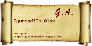 Gyurcsán Alex névjegykártya
